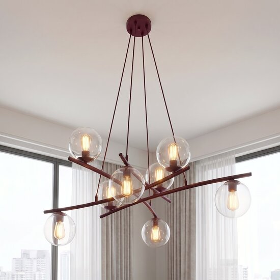 Emibig Emibig ESSA 8 BURGUNDY TRANSPARENT - Lampe suspendue moderne pour un éclairage élégant
