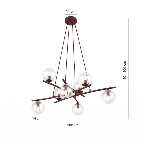 Emibig Emibig ESSA 8 BURGUNDY TRANSPARENT - Modern pendant lamp for stylish lighting