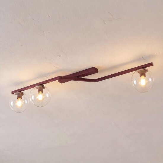 Emibig NATON 3 BURGUNDY TRANSPARENT - Moderne plafondlamp voor sfeervolle verlichting