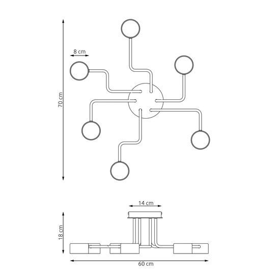 Emibig KURAGE 6 MOKKA - Moderne Deckenlampe für stilvolle Beleuchtung