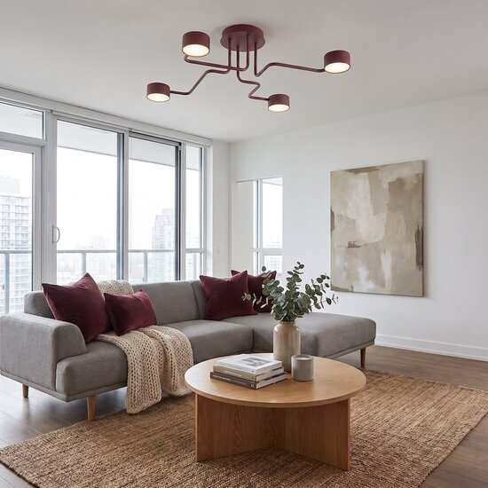 Emibig KURAGE 4 BURGUNDY - Moderne plafondlamp voor sfeervolle verlichting