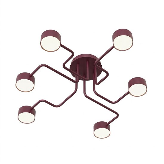 Emibig KURAGE 6 BURGUNDY - Moderne plafondlamp voor sfeervolle verlichting