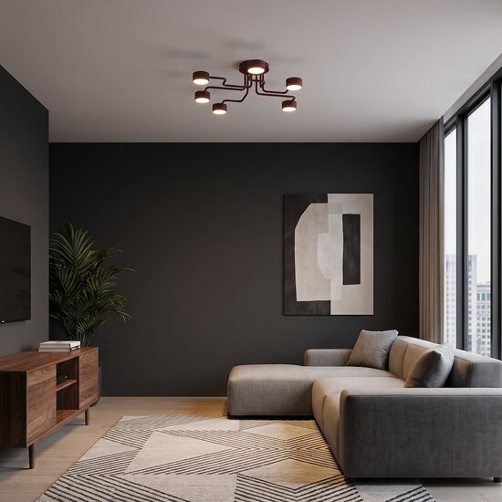 Emibig KURAGE 6 BURGUNDY - Moderne plafondlamp voor sfeervolle verlichting