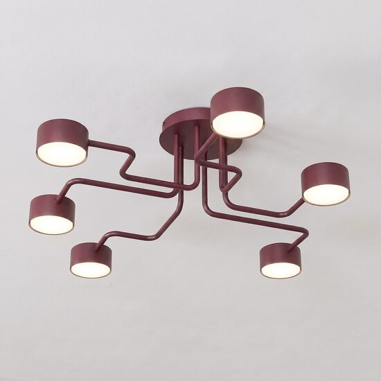 Emibig KURAGE 6 BURGUNDY - Moderne plafondlamp voor sfeervolle verlichting