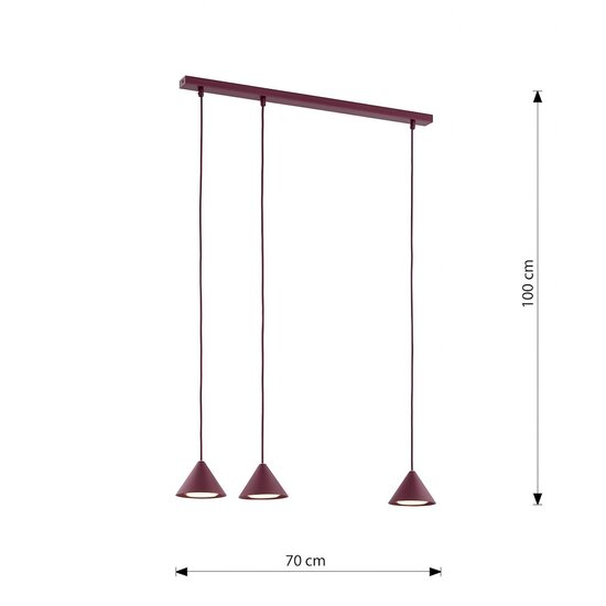 Emibig Emibig ELIT 3 BURGUNDY - Lámpara colgante minimalista para cualquier espacio