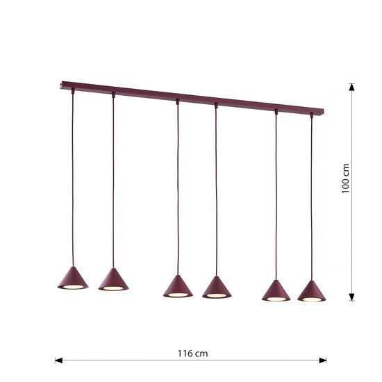 Emibig Emibig ELIT 6 BURGUNDY - Minimalistische hanglamp voor elke ruimte