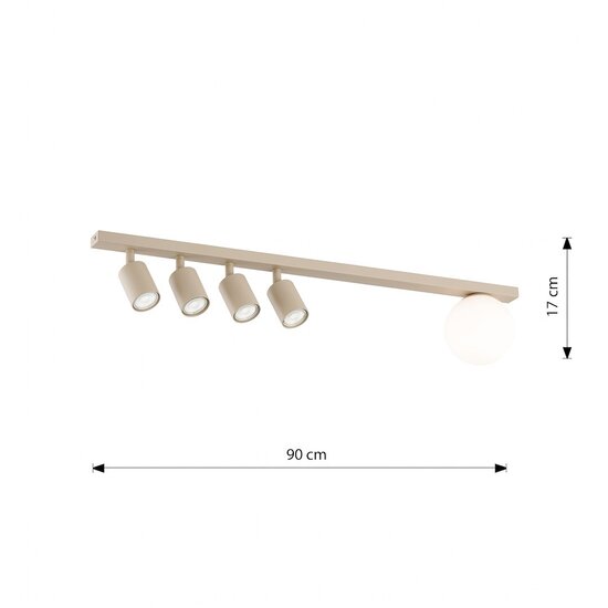 Emibig Emibig BASTER 5 MOKKA OPAL - Moderne plafondlamp voor sfeervolle verlichting