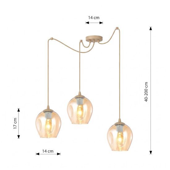 Emibig Emibig LEVEL 3 MOKKA AMBER - Lámpara colgante moderna para una iluminación elegante