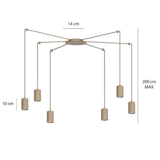 Emibig Emibig TRAKER 6 MOKKA - Moderne hanglamp voor sfeervolle verlichting