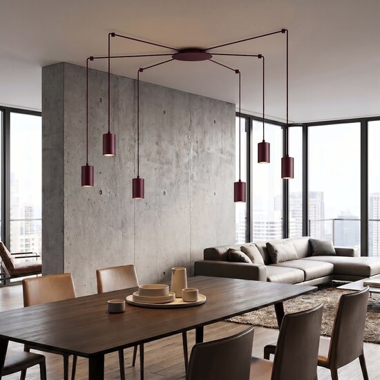 Emibig Emibig TRAKER 6 BURGUNDY - Lampe suspendue moderne pour un éclairage élégant