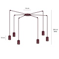 Emibig Emibig TRAKER 6 BURGUNDY - Moderne hanglamp voor sfeervolle verlichting