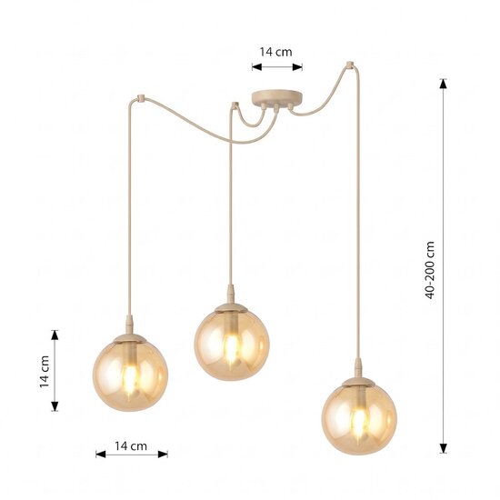 Emibig Emibig GIGI 3 MOKKA AMBER - Moderne hanglamp voor sfeervolle verlichting