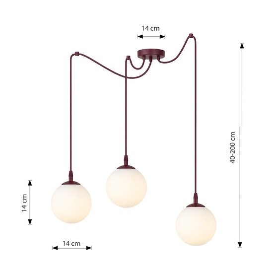 Emibig Emibig GIGI 3 BURGUNDY OPAL - Lámpara colgante moderna para una iluminación elegante