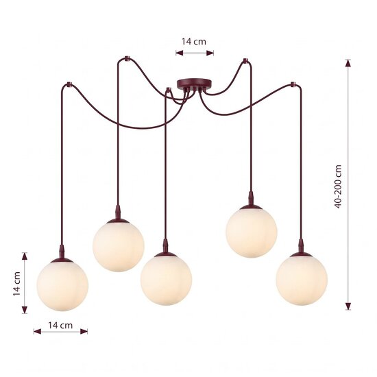 Emibig Emibig GIGI 5 BURGUNDY OPAL - Lámpara colgante moderna para una iluminación elegante