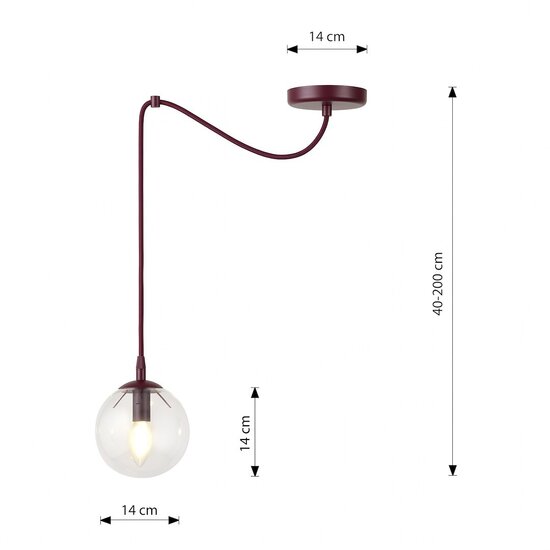 Emibig Emibig GIGI 1 BURGUNDY TRANSPARENT - Modern pendant lamp for stylish lighting