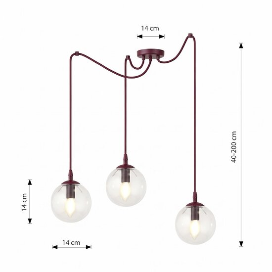 Emibig Emibig GIGI 3 BURGUNDY TRANSPARENT - Lámpara colgante moderna para una iluminación elegante