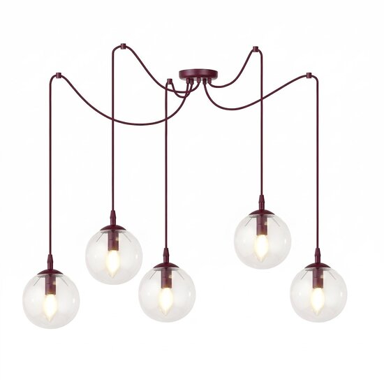 Emibig Emibig GIGI 5 BURGUNDY TRANSPARENT - Modern pendant lamp for stylish lighting