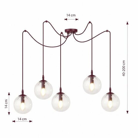 Emibig Emibig GIGI 5 BURGUNDY TRANSPARENT - Lampe suspendue moderne pour un éclairage élégant