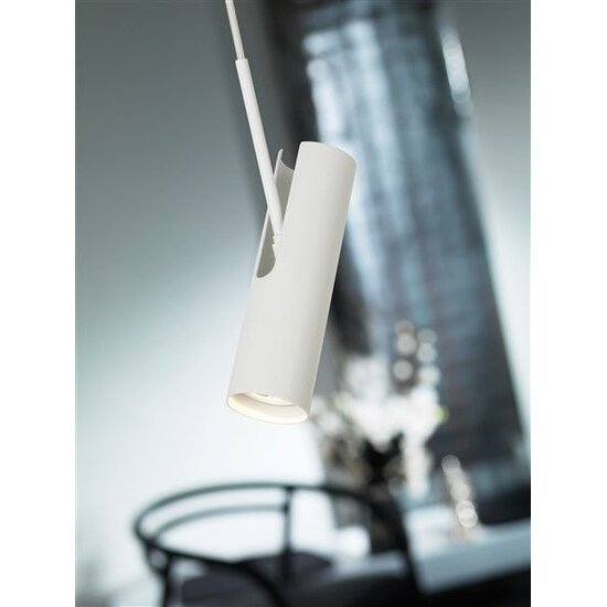MIB 6 suspension blanche, tube métal orientable à 350 degrés, douille GU10, hauteur 270mm, IP20