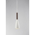 Pure suspension conique E27 métal blanc, plateau noyer, Ø100mm, hauteur 355mm, câble 300cm, IP20