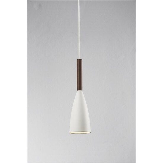 Pure Pendelleuchte konisch E27 Metall weiß, Deckplatte Walnuss, Ø100mm, Höhe 355mm, Kabel 300cm, IP20