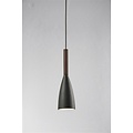 Pure Pendelleuchte konisch E27 Metall weiß, Deckplatte Walnuss, Ø100mm, Höhe 355mm, Kabel 300cm, IP20