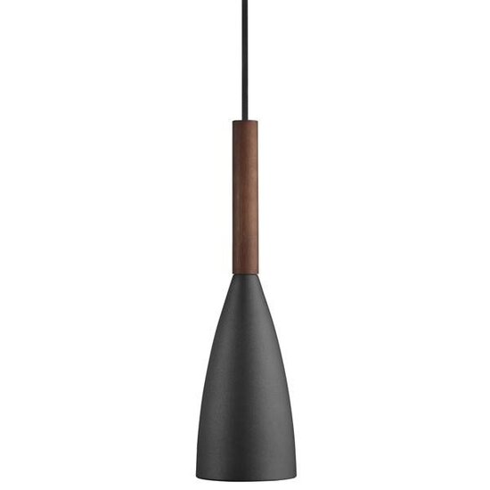 Pure Pendelleuchte konisch E27 Metall weiß, Deckplatte Walnuss, Ø100mm, Höhe 355mm, Kabel 300cm, IP20