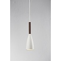 Pure lámpara colgante cónica gris metal, tapa en nogal aceitado, casquillo E27, 355mm, Ø100mm, cable 300cm, IP20
