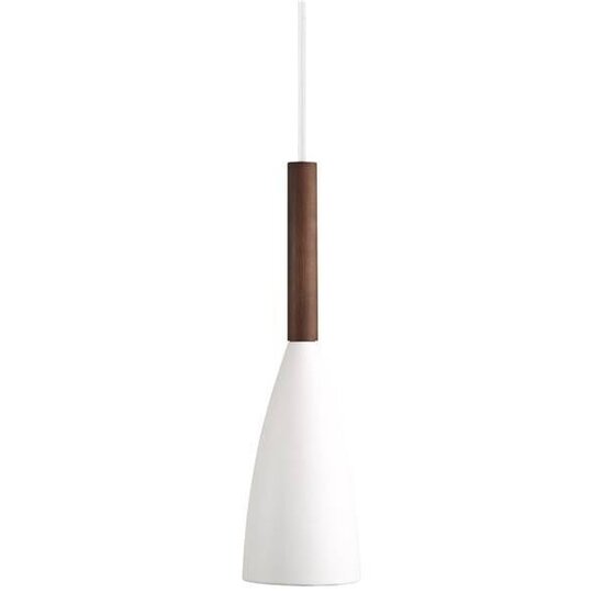 Pure Pendelleuchte, konisch, grau, Metall mit geöltem Nussbaum, E27-Fassung, 355mm hoch, Ø100mm, Kabel 300cm, IP20
