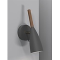 Nordlux aplique de pared fino y orientable gris, altura 26cm, pantalla Ø7,5cm, GU10, madera y metal