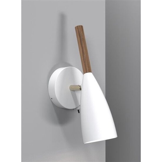 Verstelbare wandlamp in zwart metaal met houten details, GU10-fitting (excl. lichtbron), hoogte 26 cm, kabel 180 cm, dimbaar met dimbare lamp, IP20
