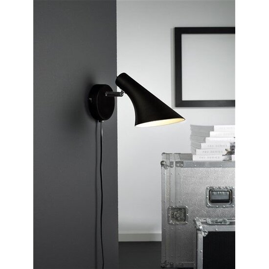 Vanila Wandleuchte Metall schwarz, E14-Fassung, Schirm 145mm, 350° schwenkbar, Kabel 210cm mit Schalter