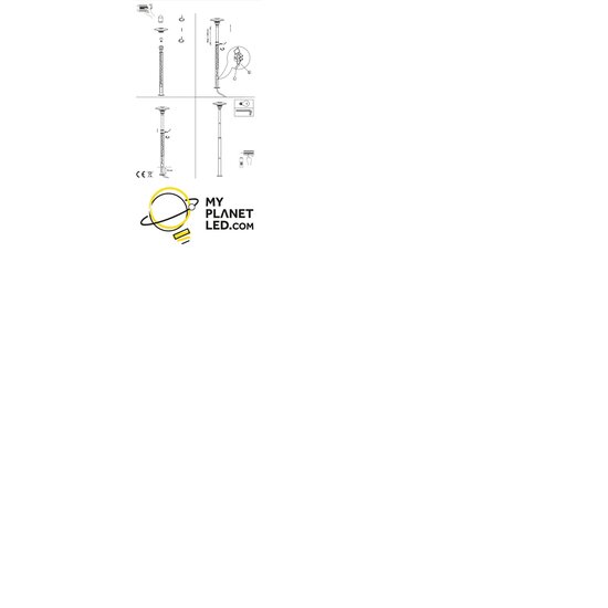 Vejers bolardo de jardín, acero galvanizado y vidrio, portalámparas E27, IP54, altura ajustable 130-200 cm, diámetro 39 cm