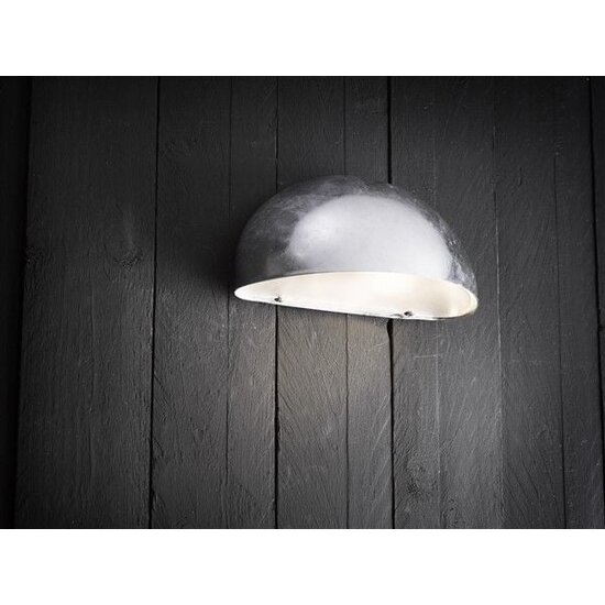 Scorpius wandlamp buiten, wit metaal-polycarbonaat, E27 fitting, IP23 spatwaterdicht, 200 x 100 mm
