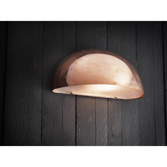 Scorpius Maxi wandlamp buiten, wit, bolvormige kap 270x140 mm, E27 fitting, IP23 spatwaterdicht, metaal-polycarbonaat