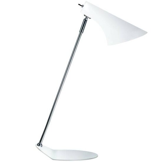 Vanilla Schreibtischlampe weiß, Metallschirm Ø145mm auf Ø190mm Fuß, 440mm hoch, E14-Fassung, IP20, Schirm 350° drehbar