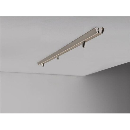 Monte 3 riel de 1130 mm para 3 lámparas colgantes, acero cepillado, para pantallas de hasta 30 cm