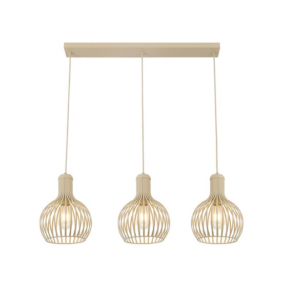 Fantasia RAGA Pendelleuchte aus der Deco-Kollektion: beige Ausführung, drei E27-Fassungen, Leuchtmittel nicht inbegriffen.
