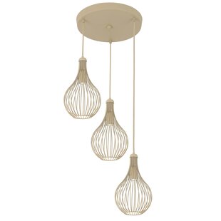 GITA runde Pendelleuchte beige mit 3x GU10