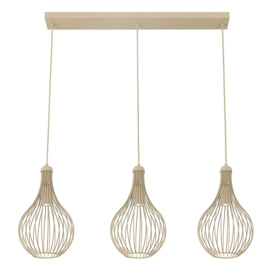 Fantasia GITA pendant light, beige bar-shaped design, 3x GU10 fitting, bulbs not included