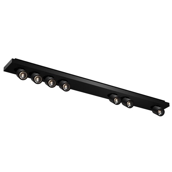 Fantasia Nysit LED-Deckenleuchte mit quadratischer Abdeckung, 7 GU10-Spots 4,5W (2800K) inklusive, dimmbar, 1135 mm, schwarz Stahl/Aluminium