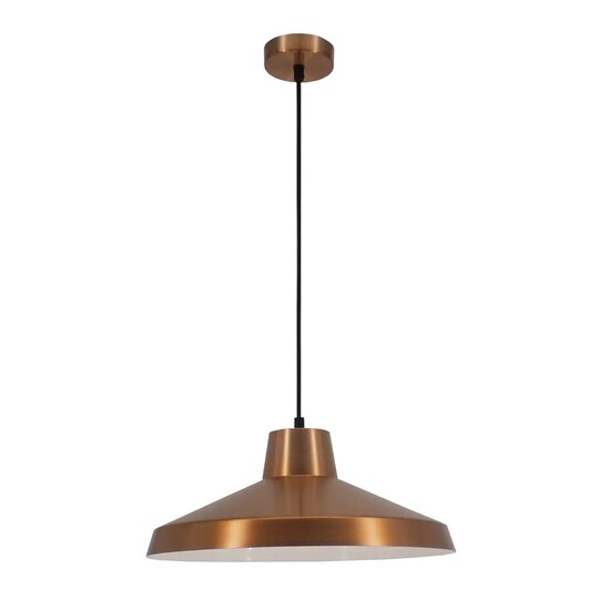 Fantasia Suspension Kanga avec un diamètre de 40 cm et une hauteur de 141 cm, douille E27, coloris cuivre et blanc.