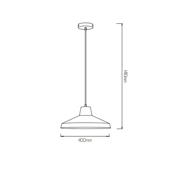 Fantasia Kanga pendant light with a diameter of 40 cm and a height of 141 cm, E27 fitting, in copper and white.