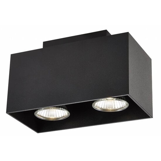 Fantasia Kubo Deckenleuchte rechteckig, 2x GU10 5W LED inklusive, 800 Lumen, 2700K, dimmbar, 180x90x110mm, schwarz