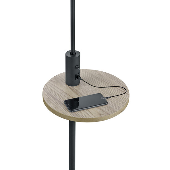 Trio Lighting Handige draaibare vloerlamp 1xE27 USB mat zwart - Perfect voor elke ruimte