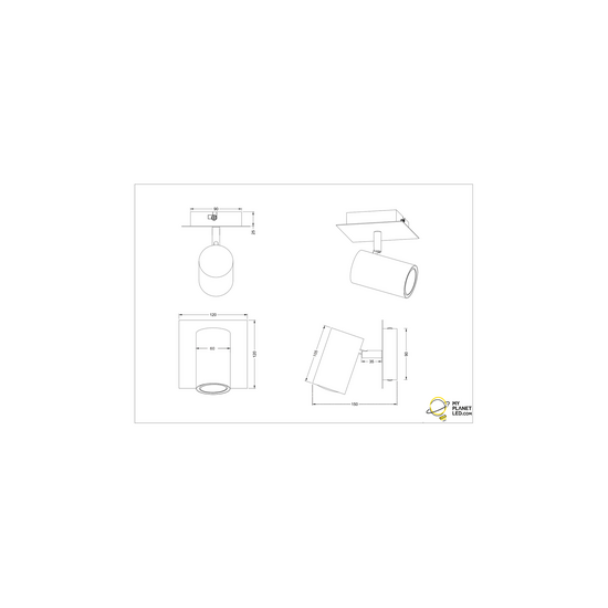 Trio Lighting Spot mural ou plafond rotatif blanc GU10 - Idéal pour un éclairage moderne