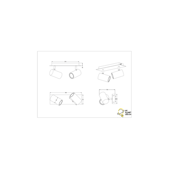 Trio Lighting Schwarzer zweiteiliger drehbarer Deckenspot 2xGU10 - Ideal für eine gemütliche Atmosphäre