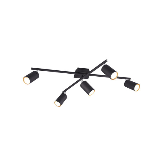 Trio Lighting Rotatable matte black asymmetric ceiling lamp 5xGU10 - Create the perfect ambiance with adjustable lighting