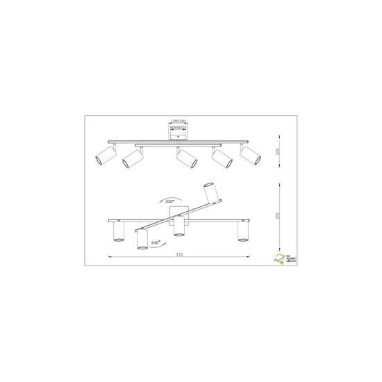 Trio Lighting Lampe de plafond asymétrique noire mate rotative 5xGU10 - Créez l'ambiance parfaite avec un éclairage ajustable