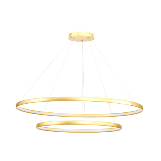 Zumaline Lámpara doble círculo dorada redonda 65 W LED 120 cm 4000K - Ilumina tu espacio con elegancia moderna
